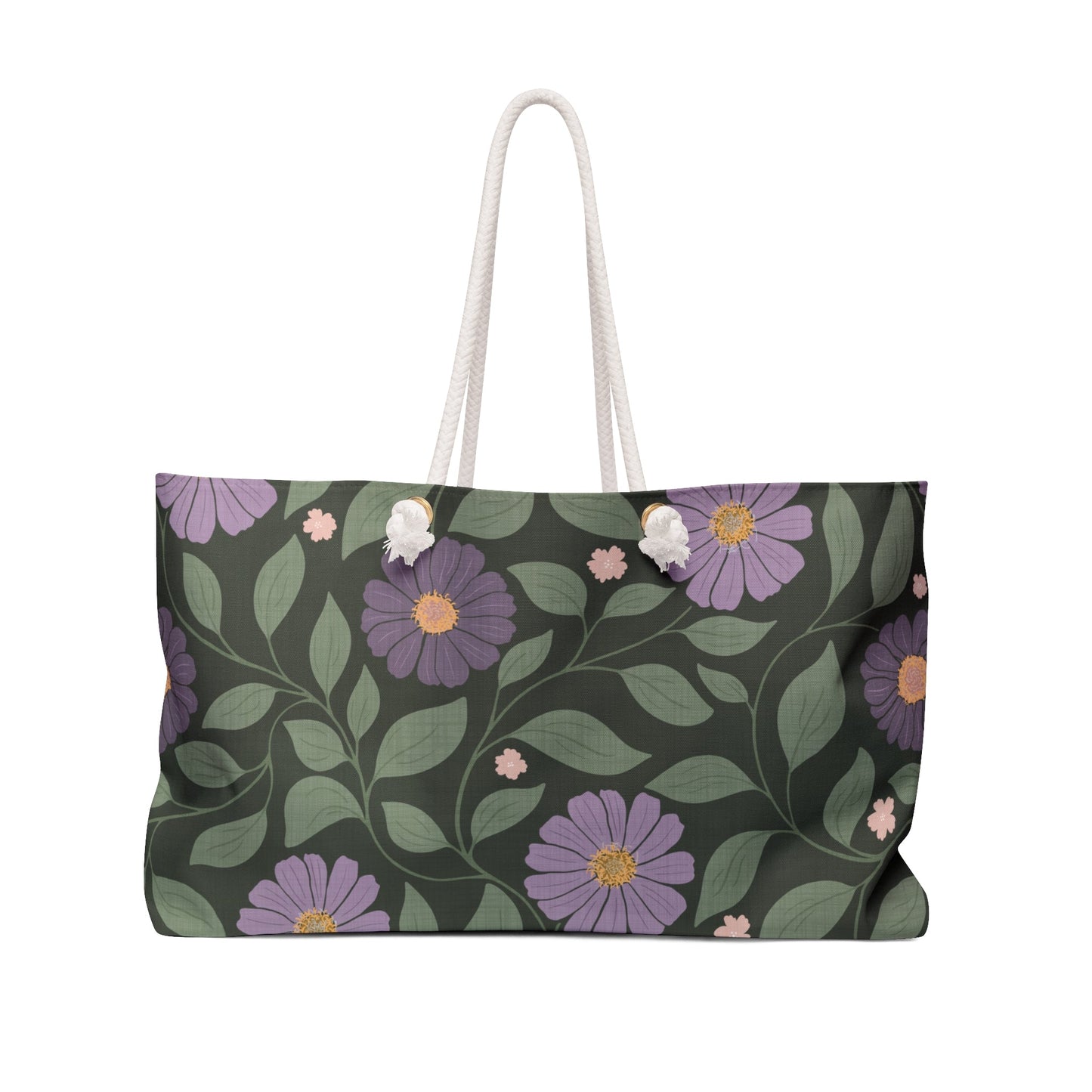Whisper Song Floral Weekender Bag with hand - drawn artwork - Flourish Moon Studio