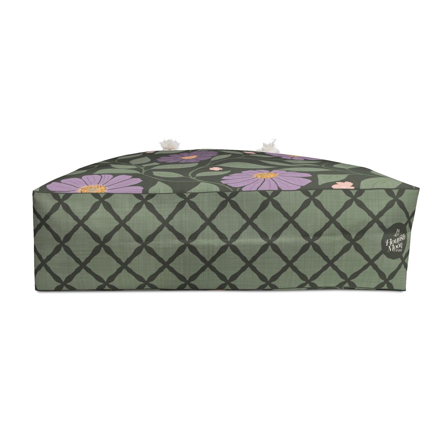 Whisper Song Floral Weekender Bag with hand - drawn artwork - Flourish Moon Studio