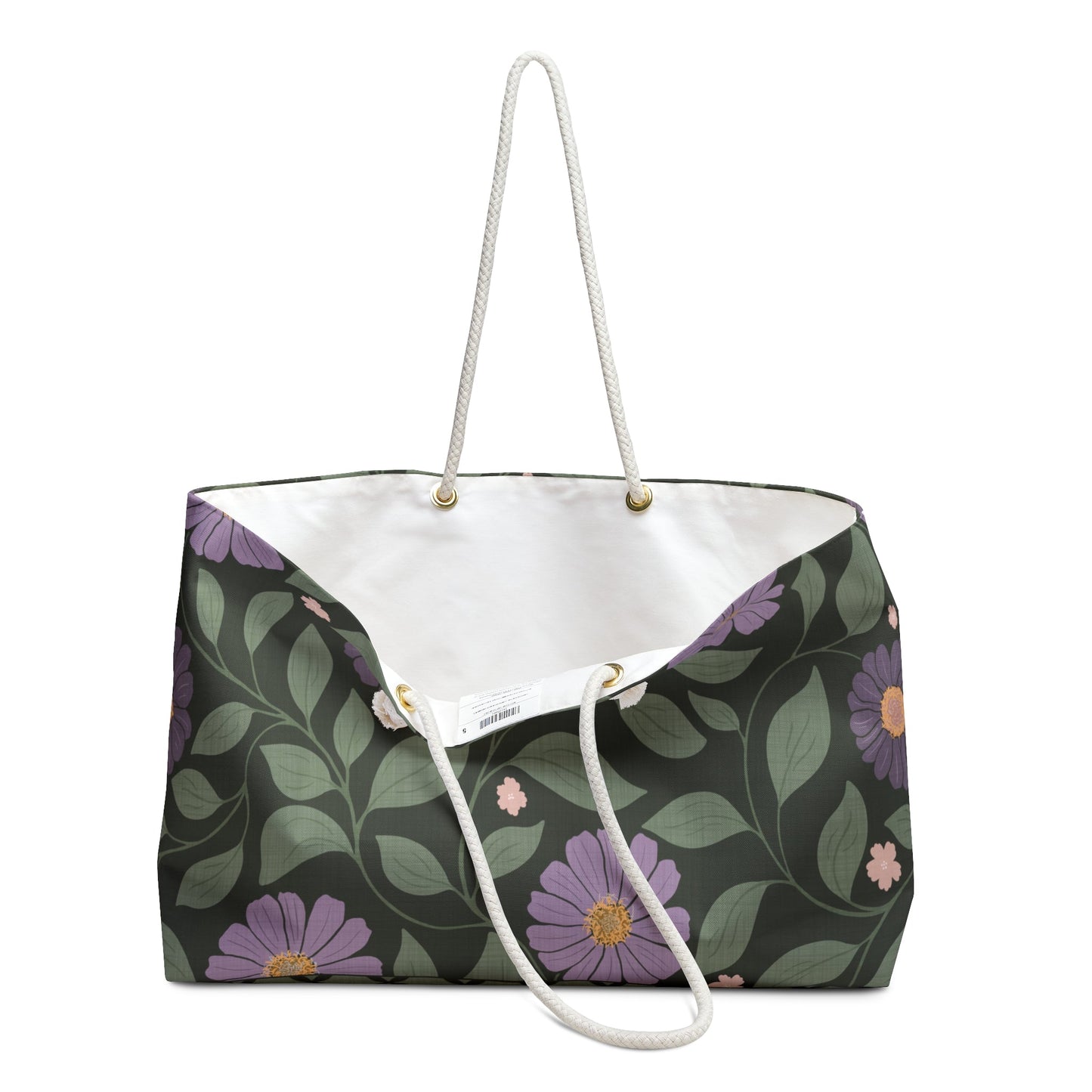 Whisper Song Floral Weekender Bag with hand - drawn artwork - Flourish Moon Studio