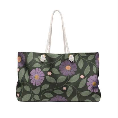Whisper Song Floral Weekender Bag with hand - drawn artwork - Flourish Moon Studio