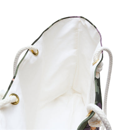 Whisper Song Floral Weekender Bag with hand - drawn artwork - Flourish Moon Studio