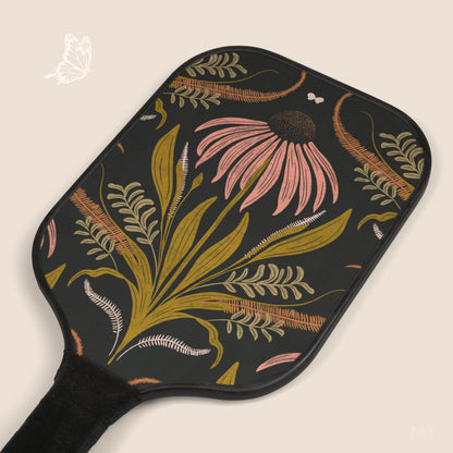 Wildflower Emberglow Floral Pickleball Paddles Set with hand drawn artwork - Flourish Moon Studio