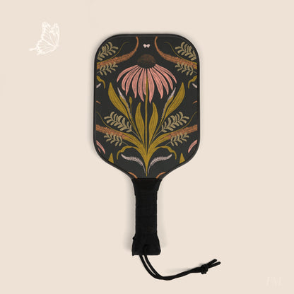 Wildflower Emberglow Floral Pickleball Paddles Set with hand drawn artwork - Flourish Moon Studio