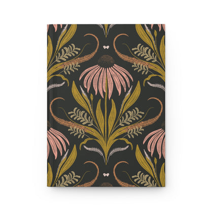Wildflower Emberglow Hardcover Journal with hand - drawn artwork - Flourish Moon Studio