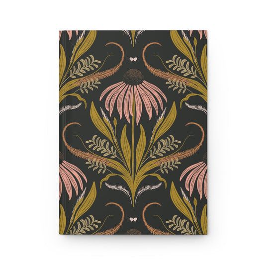 Wildflower Emberglow Hardcover Journal with hand - drawn artwork - Flourish Moon Studio