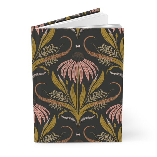 Wildflower Emberglow Hardcover Journal with hand - drawn artwork - Flourish Moon Studio