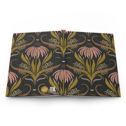 Wildflower Emberglow Hardcover Journal with hand - drawn artwork - Flourish Moon Studio