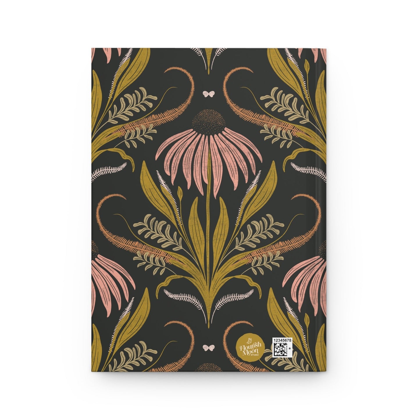Wildflower Emberglow Hardcover Journal with hand - drawn artwork - Flourish Moon Studio