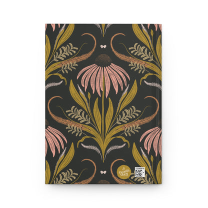 Wildflower Emberglow Hardcover Journal with hand - drawn artwork - Flourish Moon Studio